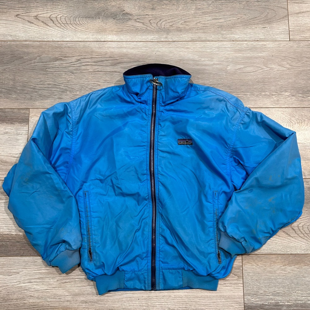 VTG 90s Patagonia Blue Bomber Fleece Lined Zip Red Jacket Size 7/8 Made In USA